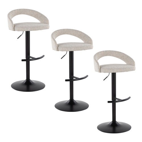 Grotto Upholstered Adjustable Barstool - Set Of 3